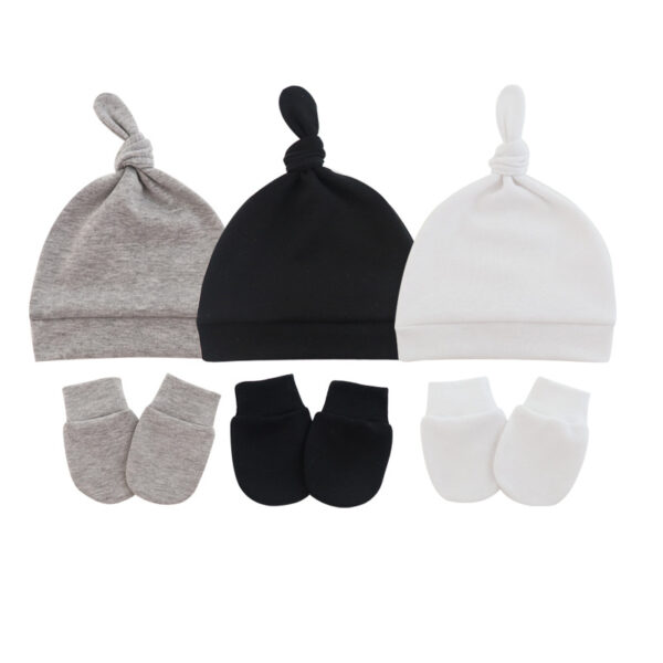 Petit bonnet de naissance en coton, avec les mouffles assorties, pour sortir votre enfant de la maternité tout en sécurité