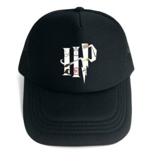 Casquette noir basique avec un logo moderne blanc des initiales de Harry Potter (HP).