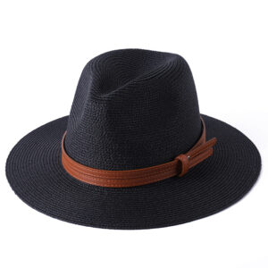 Chapeau fedora pour femme en paille et similicuir