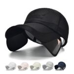 Casquette anti-uv noir avec d'autres modèles (rose, bleu, blanc, vert et gris en dessous)