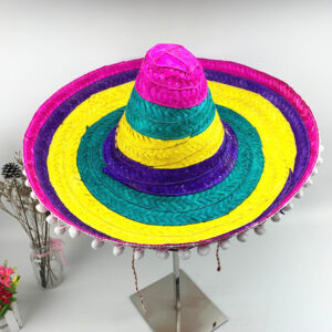 Chapeau de paille mexicain sombrero multicolore