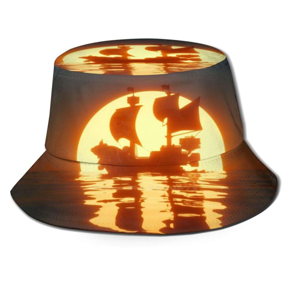 bob noir one piece, bateau sur fond de coucher de soleil, sur fond blanc
