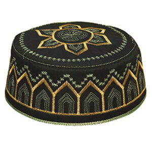chapeau arabe kufi noir brodé doré