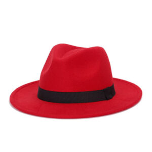 Magnifique chapeau flair rouge avec ruban noir fedora style espagnol