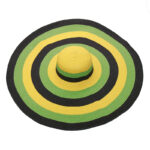 Chapeau capeline, tricolore vert, jaune et noir, à larges bords