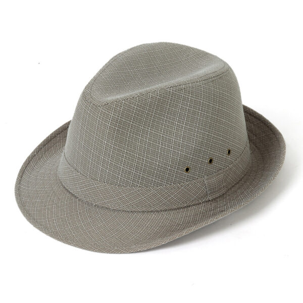 Chapeau italien gris clair, à petits carreaux, respirant grâce à 3 petits trous latéraux