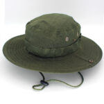 Chapeau aventurier vert kaki, avec cordon de serrage, à large bord, avec trous pour permettre de la respirabilité
