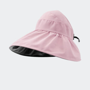 Chapeau anti UV, pliable, pour femmes, de couleur rose, avec large bord, chapeau réglable
