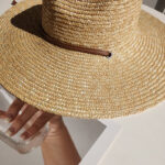 Chapeau panama en paille avec cordon de serrage pour femmes