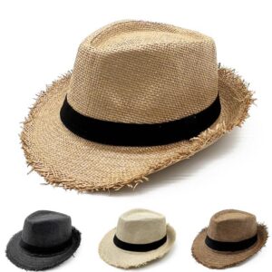 Chapeau trilby en paille traditionnel présenté en 4 couleurs différentes