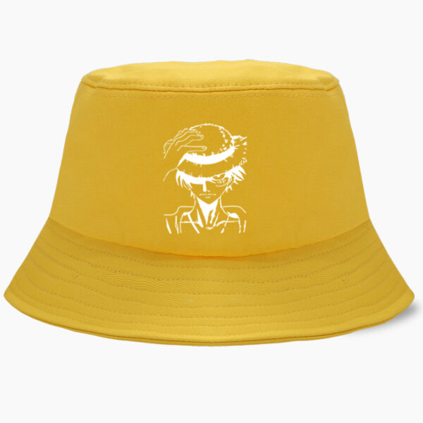 Chapeau de paille Luffy jaune avec visage du héro sur le devant