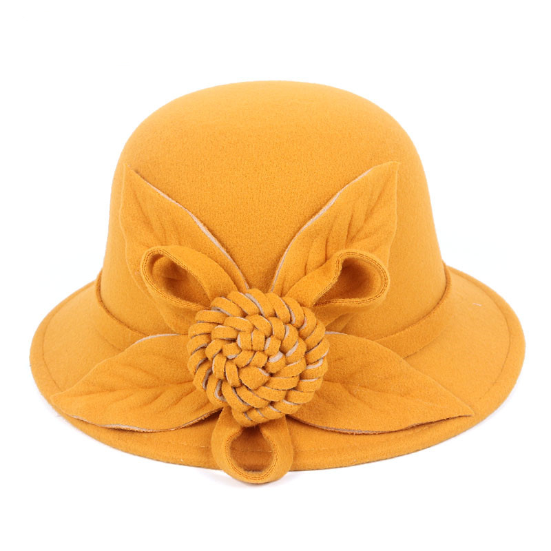 Chapeau cloche jaune rétro chic pour femme