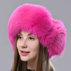 Chapeau russe en fourrure avec oreilles pour femme