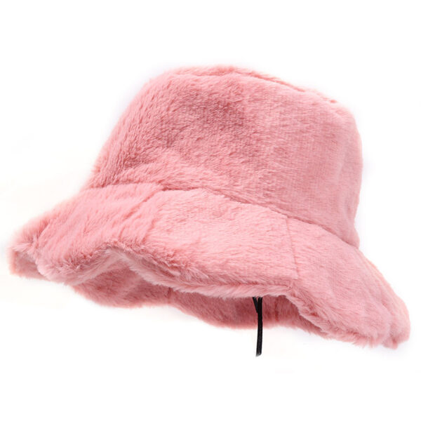 Chapeau bob à volants en fourrure pour femmes de couleur rose
