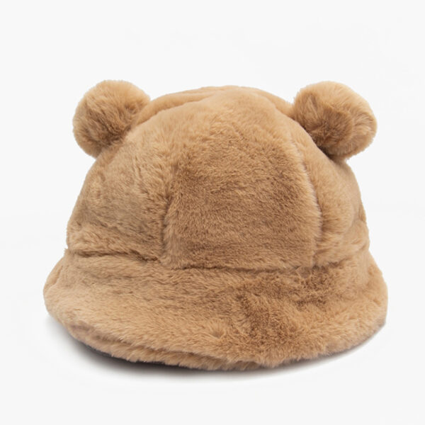 Chapeau bob à oreilles d'ours en fourrure de couleur beige