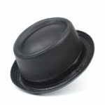 Chapeau pork pie en cuir noir pour homme