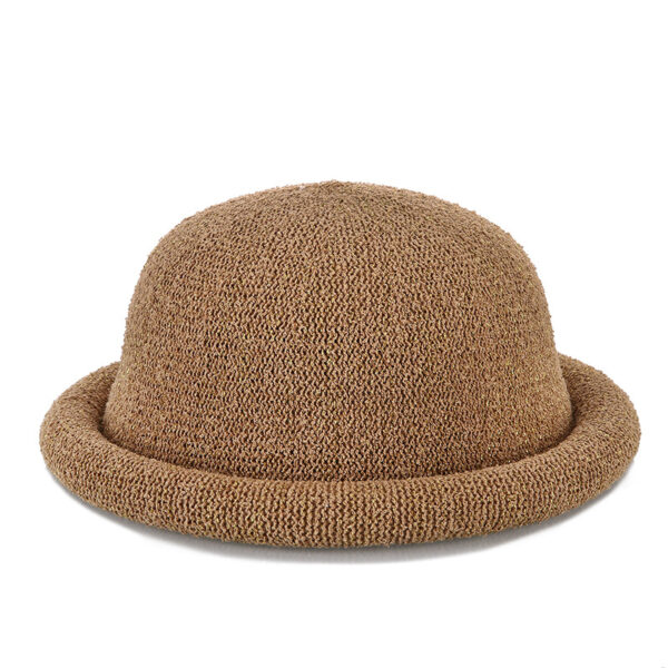 Chapeau melon à bord enroulé de couleur marron