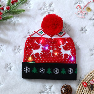Chapeau de noël tricoté à LED