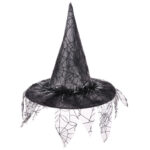 Chapeau Halloween de sorcière avec voile de toile d'araignée