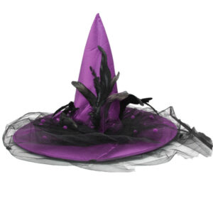 Chapeau halloween de sorcière avec volants de couleur violet