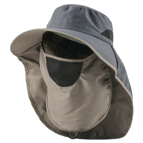 Chapeau parasol à protection intégrale de couleur gris et beige
