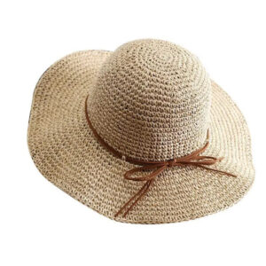 Chapeau capeline beige à noeud de ficelle
