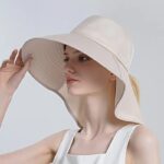 Chapeau parasol à grande visière pour femme de couleur beige