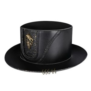 Chapeau de magicien noir en cuir synthétique