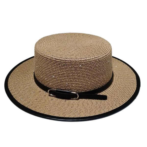 Chapeau canotier en paille beige style rétro