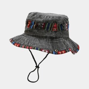 Chapeau aventurier en coton type bob couleur noir