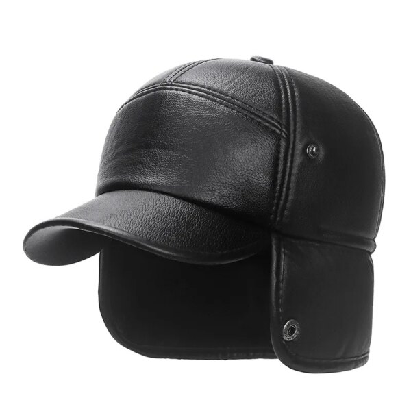Chapeau russe noir type ushanka noir unisexe