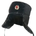 Chapeau russe avec aileron d'oreille type ushanka de couleur noir