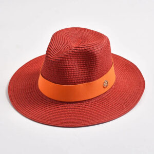 Chapeau Panama de couleur ton sur ton en paille de couleur orange