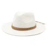 Chapeau Panama coloré à lacets en cuir de couleur blanc