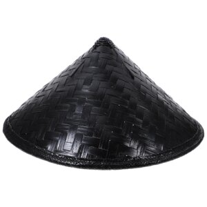 Chapeau japonais de paille conique de samouraï de couleur noir