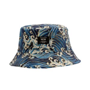 Chapeau bob rétro japonais de couleur bleu