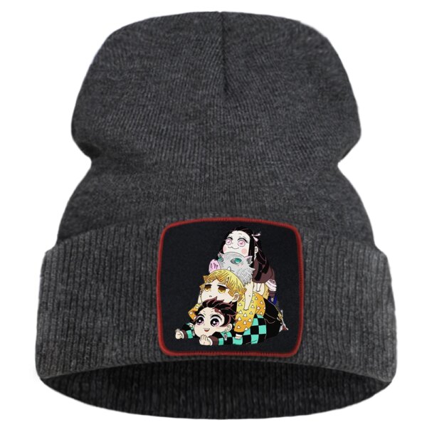 Bonnet japonais imprimé anime Hatajuku de couleur noir