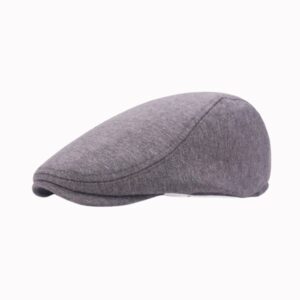 Béret homme style casquette anglaise de couleur grise sur fond blanc.